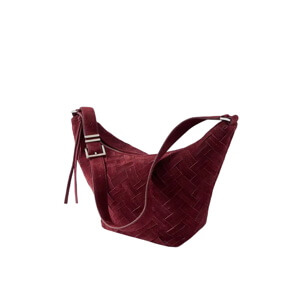 Mint Velvet Stevie Burgundy Suede Woven Sling Bag